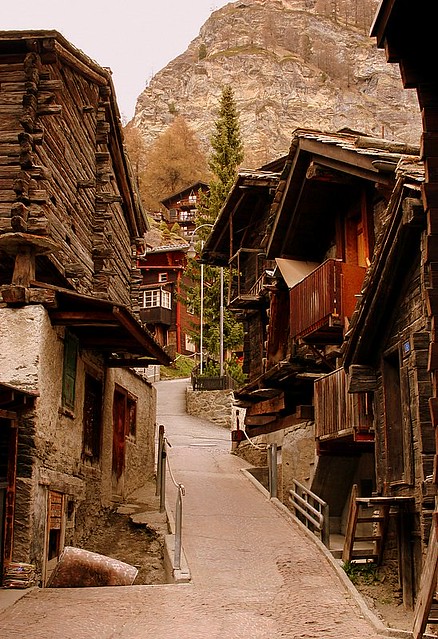 Narrow streets in Zermatt