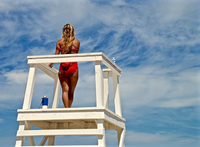 Keeping Watch - Lifeguard At Lighthouse Beach - Evanston IL