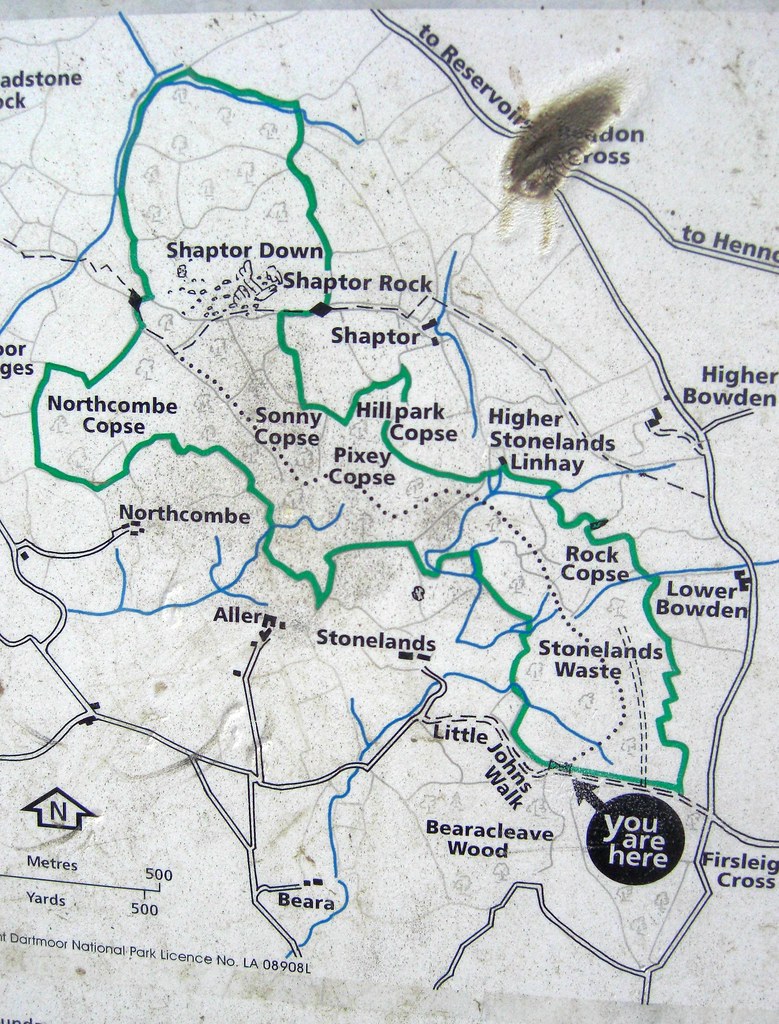Map of Shaptor Woods East Dartmoor