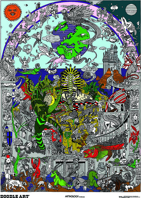 Doodle Art Mythology Coloring Page Poster