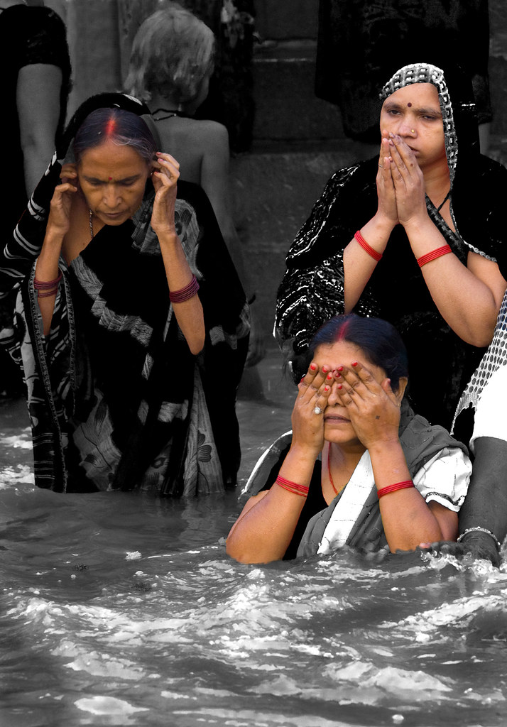 Hear no evil , see no evil and speak no evil--Varanasi ghats , India