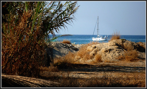 Beach dune and ship MISSIRIA Rethymnon Crete Greece  P1050043