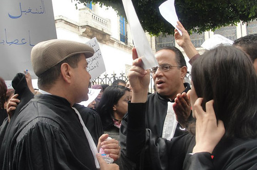 Lawyers in Tunis, the capital of the North African state of Tunisia, who have joined demonstrations in opposition to government policy. The country is a former French colony. | by Pan-African News Wire File Photos