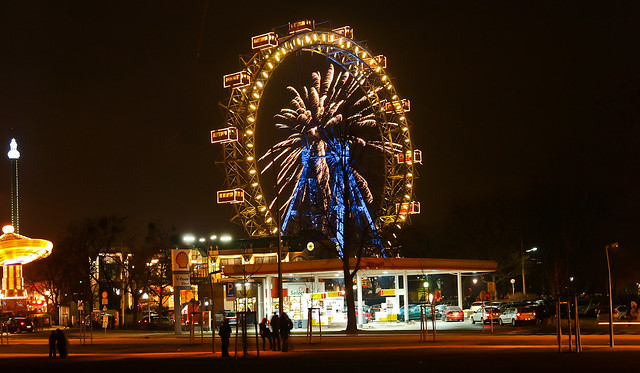 Fireworks over Vienna's Ferris Wheel