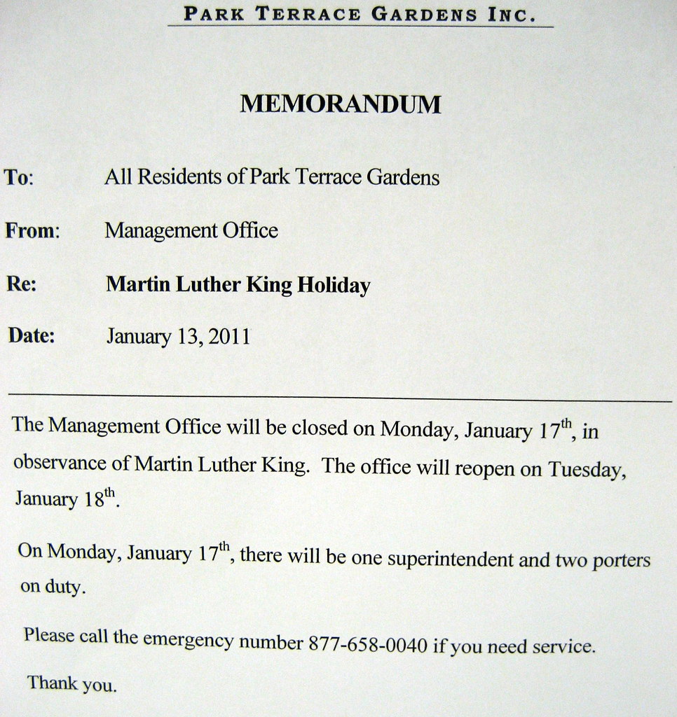 Management Office Closing Notice 1 17 11 Martin Luther K Flickr