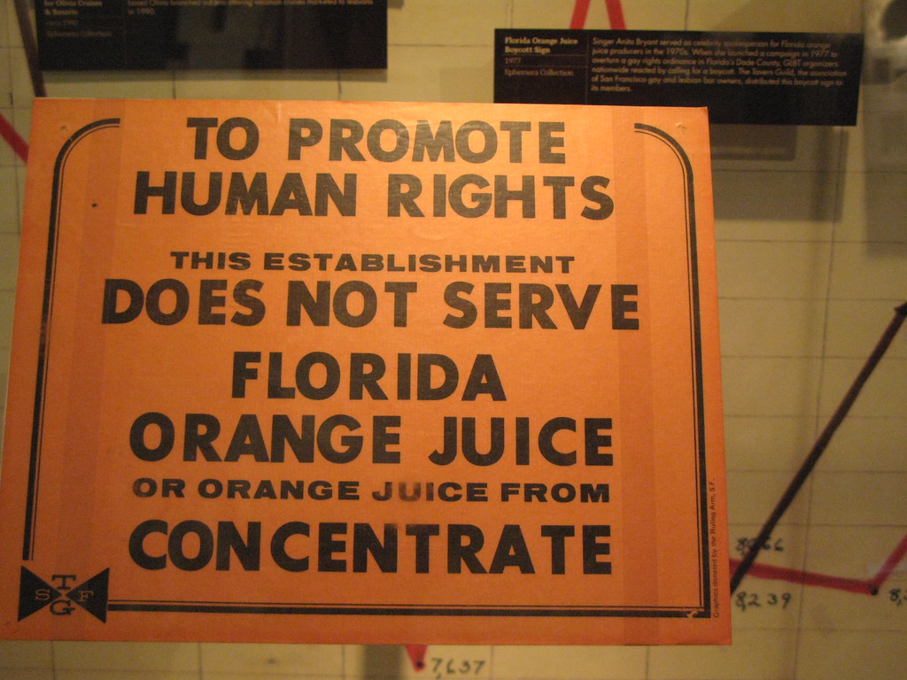 Florida Orange Juice Boycott Sign 1977