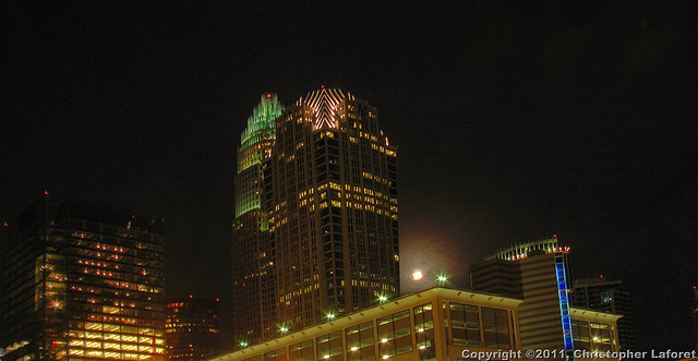 Moon and Hearst Tower HDR