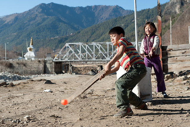 A cricket game in Haa Valley