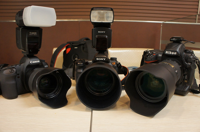Canon 5D Mark II+35mm f/1.4 L & Sony A900+135mm f/1.8ZA & Nikon D3+24-70mm f/2.8 G