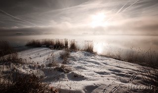 Frosty winter morning at lake Chiemsee