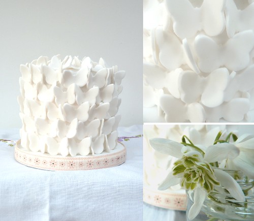 white butterfly cake