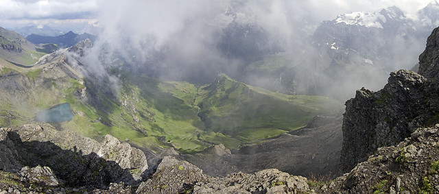 Deep valley of Lauterbrunnen as seen from 3000m
