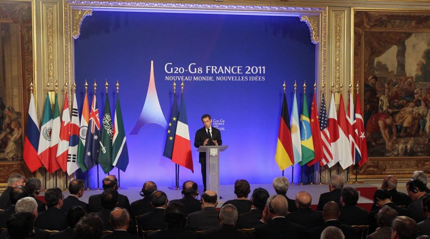 Nicolas Sarkozy s'adresse aux ministres des finances du G20