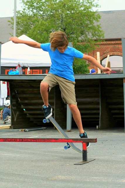 Skater hits the rail