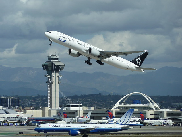 ANA 'Star Alliance' jet about to clear the LAX tower