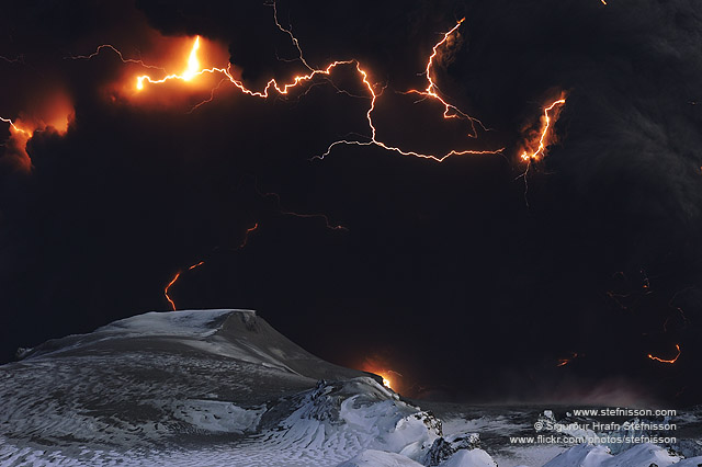Eyjafjallajokull volcano lightning's in the ash plume shs_n3_045773 crop