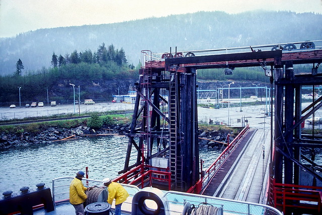 Prince Rupert Terminal in 1978 as viewed over stern of QPR - 03 May 1978 [JST photo ©]