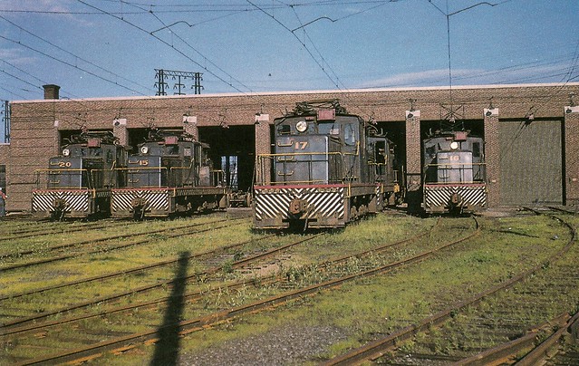 NJR0001 Four of the six new GE freight motors built to replace a fleet of second hand electrics that dated to the First World War, Nos. 20, 15, 17 and 16 are getting ready for their day’s work around the industrial plants in Niagara Falls, NY, July 19, 19