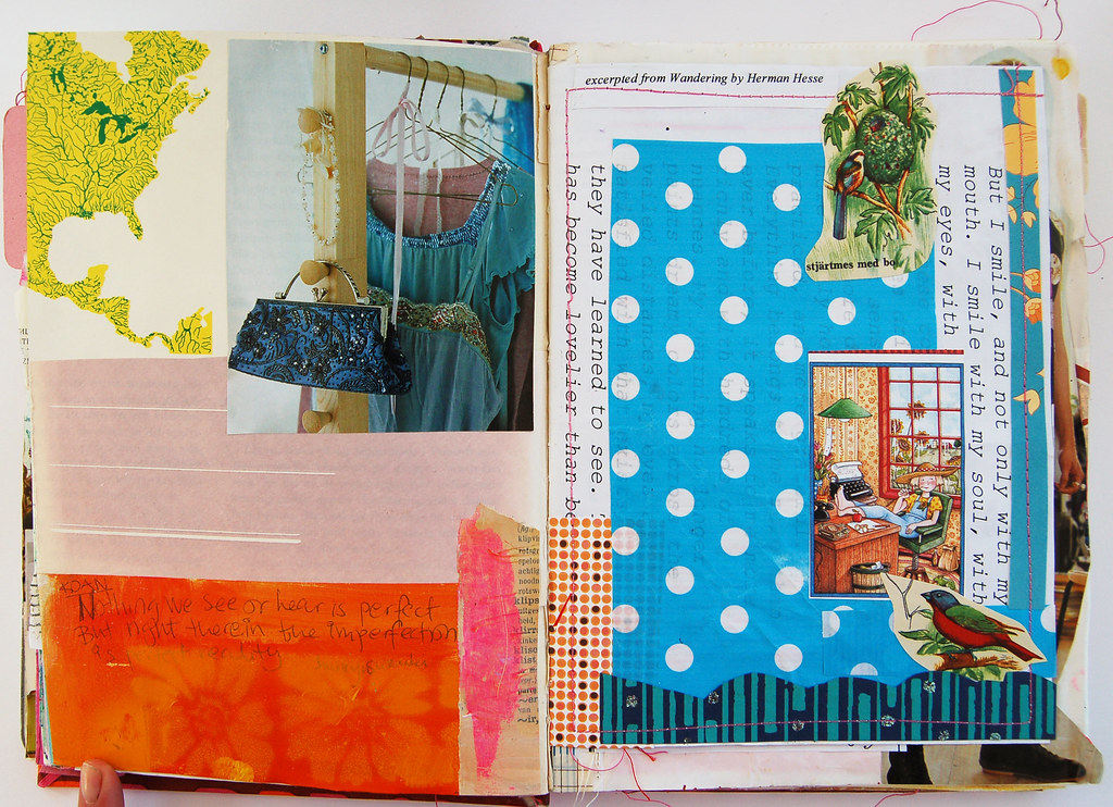 Art Journal page: But I smile (unfinished) by iHanna - Photo Copyright Hanna Andersson