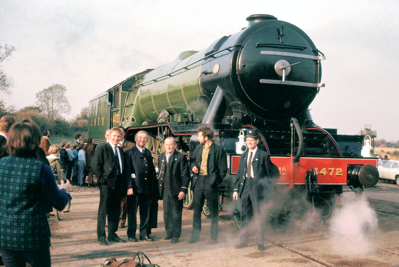 t Market Overton 4472 Flying Scotsman with BR staff for the High Dyke section of the trip Oct 73 J3472