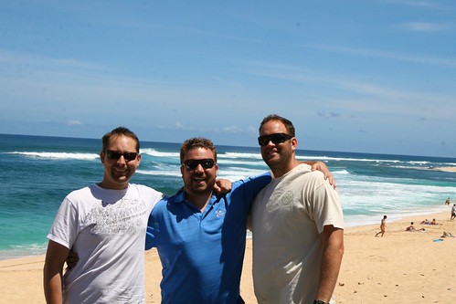 Karl, Charlie and Christian at Sunset Beach by Charlie Butterworth, 