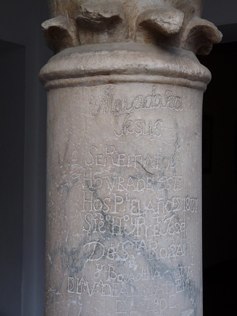 19th century inscription on column in Merida's Parador
