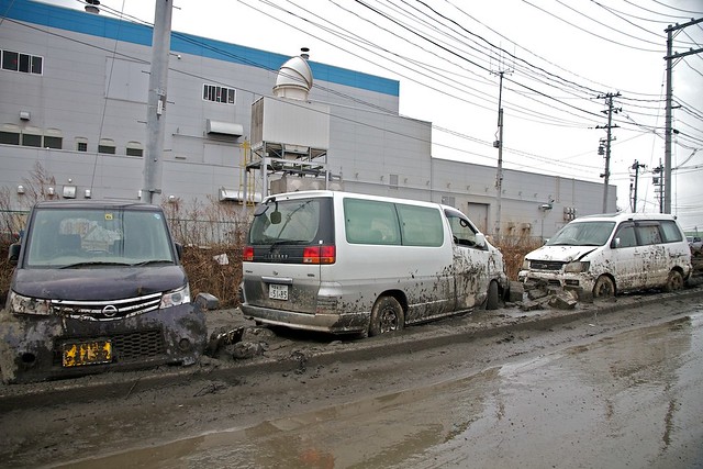 Mud Covered Cars Ishinomaki Higashi Matsushima Yamoto Japan Earthquake Tsunami Disaster and Destruction Miyagi 2011