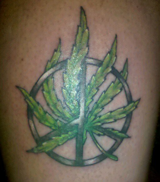 pot leaf tattoo.