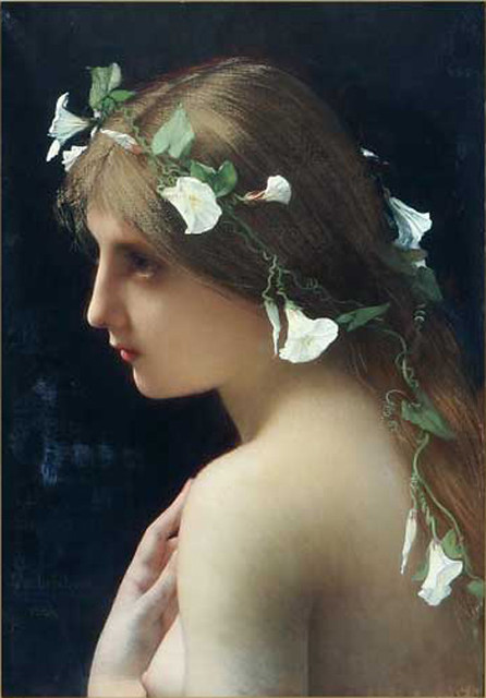 Lefebvre, Nymph with morning glory flowers