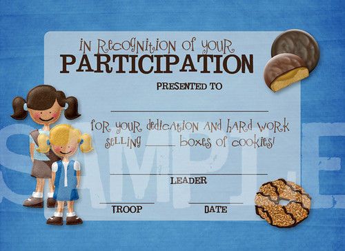 Girl Scouts Cookie Participation Award Certificate