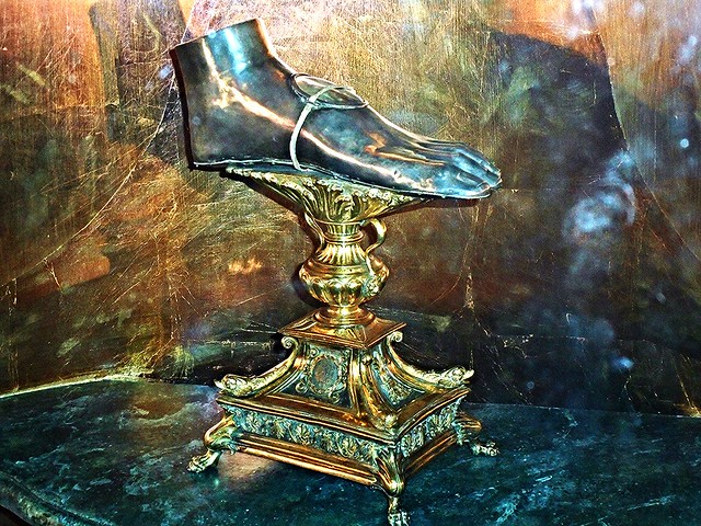 Silver reliquary with the foot of  Saint Mary Magdalene - San Giovanni dei Fiorentini Church in Rome