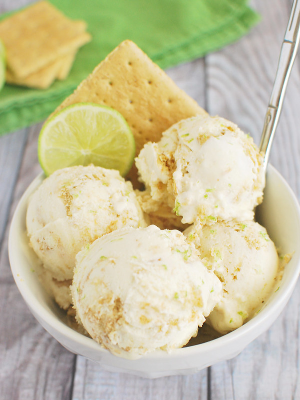 Key Lime Pie Ice Cream - easy homemade ice cream recipe made with key lime juice, zest, and chopped graham crackers. Everything you love about key lime pie in an ice cream!