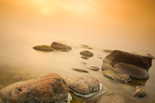sunset sea mist yellow rocks nd64