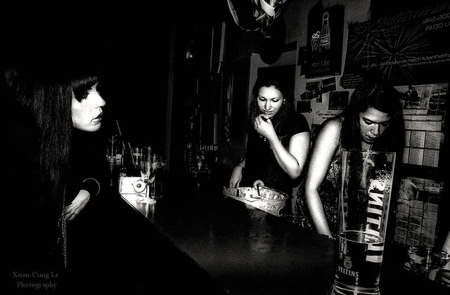 three beautiful girls in the bar