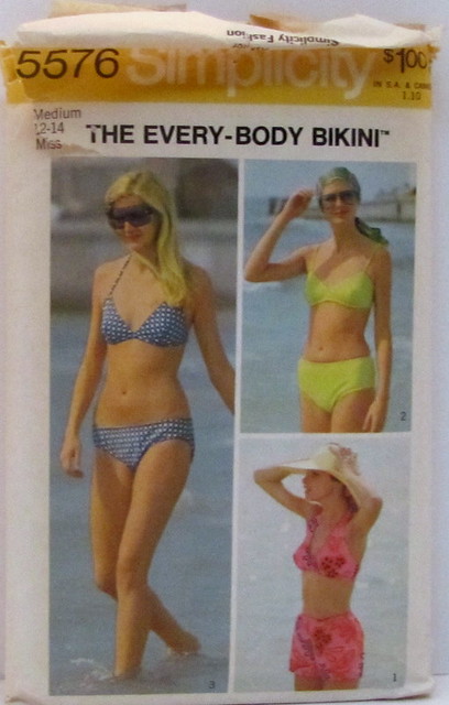 Vintage 70's Simplicity 5576 Swimsuit Pattern The Every Body Bikini Size 12/14