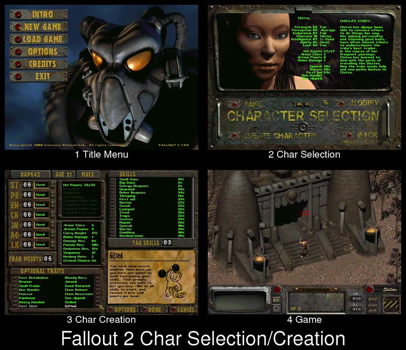 Character Creation in Fallout 2, Made for research on GUI/I…