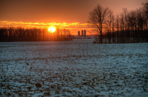 winter sunset ohio snow cold farm