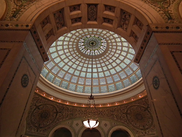 Tiffany's Dome by J. A. Holtzer (1897) at Preston Bradley Hall, Chicago Cultural Center (2010)