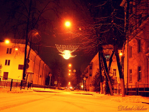 улица город зима снег здания архитектура street city winter snow buildings architecture trees road night lights деревья дорога ночь фонари
