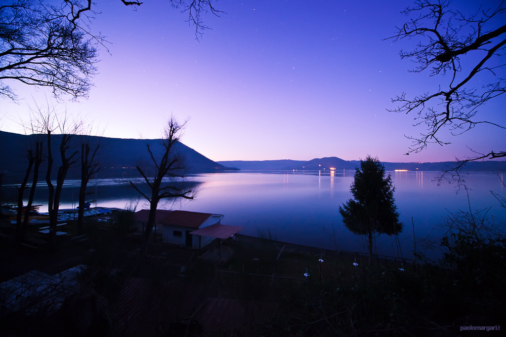 Twilight on a volcanic lake