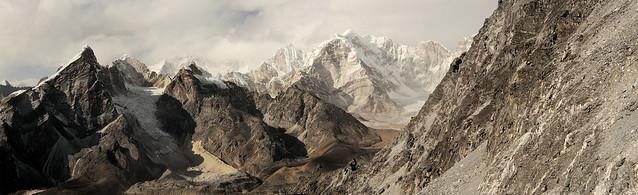 Panorama of west view from Kongma La pass (5535 m)
