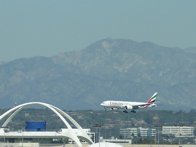 Emirates Airlines jet seconds away from land at LAX