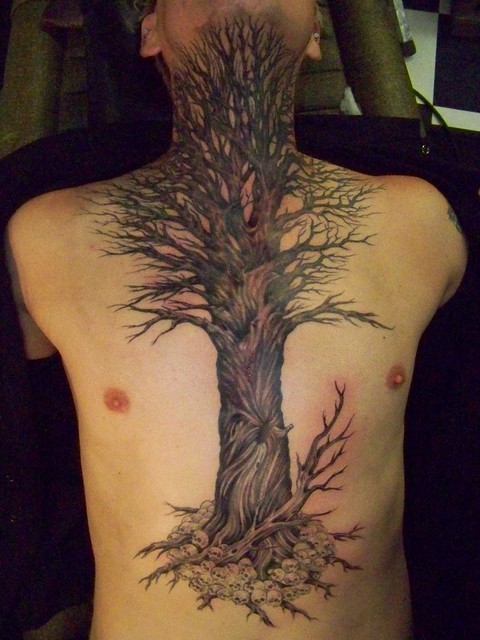 Sacred tree of life esoteric tattoo on white Vector Image