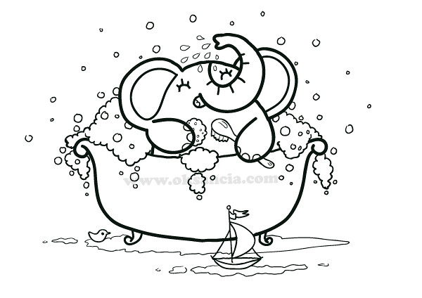 Bath Time - coloring page from Rondy the Elephant First Printable Coloring Book