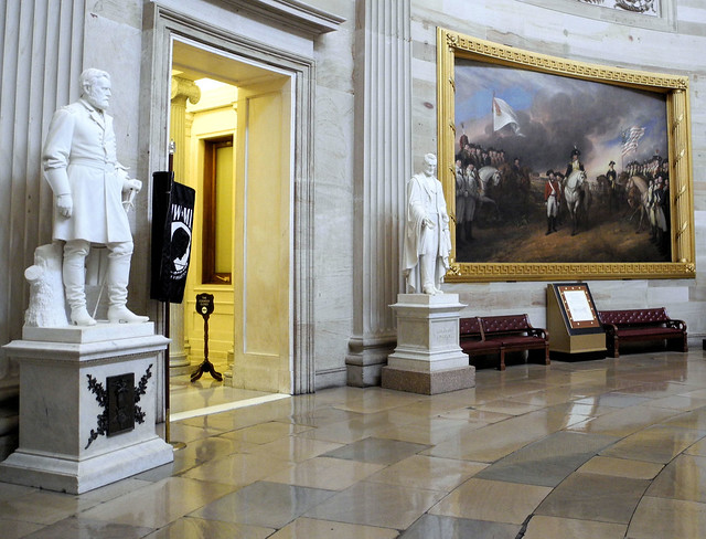 Presidents Ulysses S. Grant and Abraham Lincoln Statues and Surrender of Lord Cornwallis in the US Capitol Rotunda