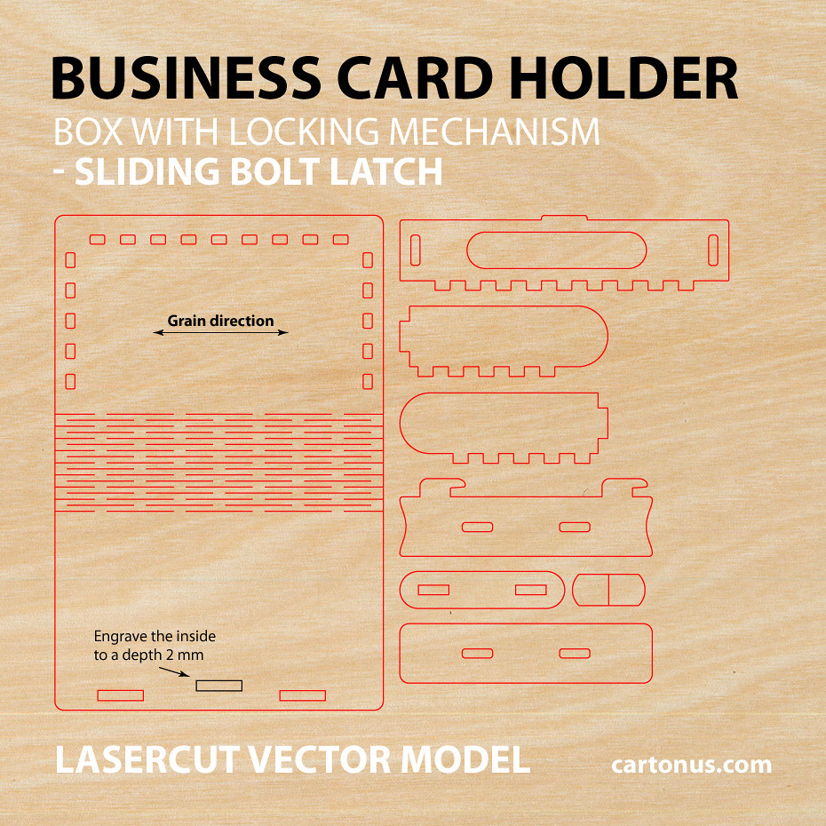 Box latch bolt lasercut vector model