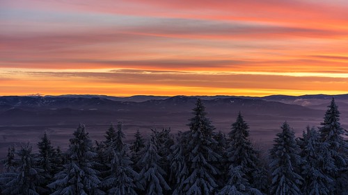 slovakia mountains sunrise winter snow colours trees outdoor landscape sky
