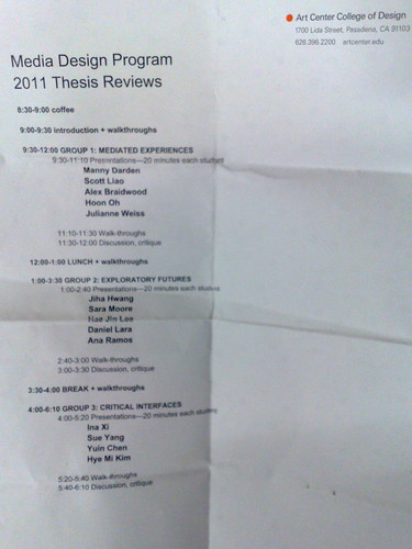 MDP Thesis Review Schedule