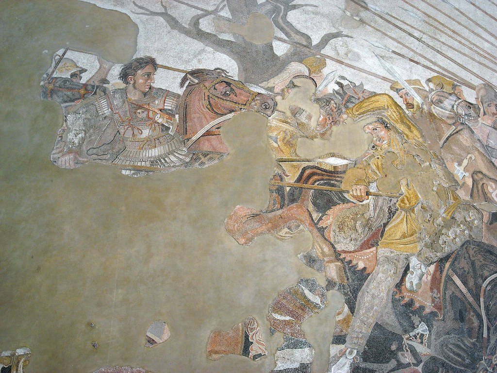Alexander the Great fighting at the battle of Issus against Darius III of Persia (Close Up) painting. 