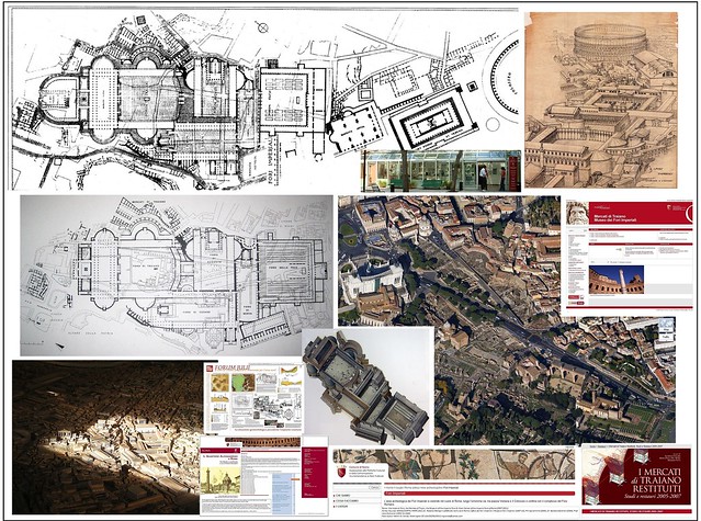 Rome, The Imperial Fora, the Markets of Trajan, the Museum of the Imperial Fora (2007-2011): Bird's eye-view (2010-11), & the Imperial Fora &  Markets of Trajan / new topographical plan ca. 2009, etc.